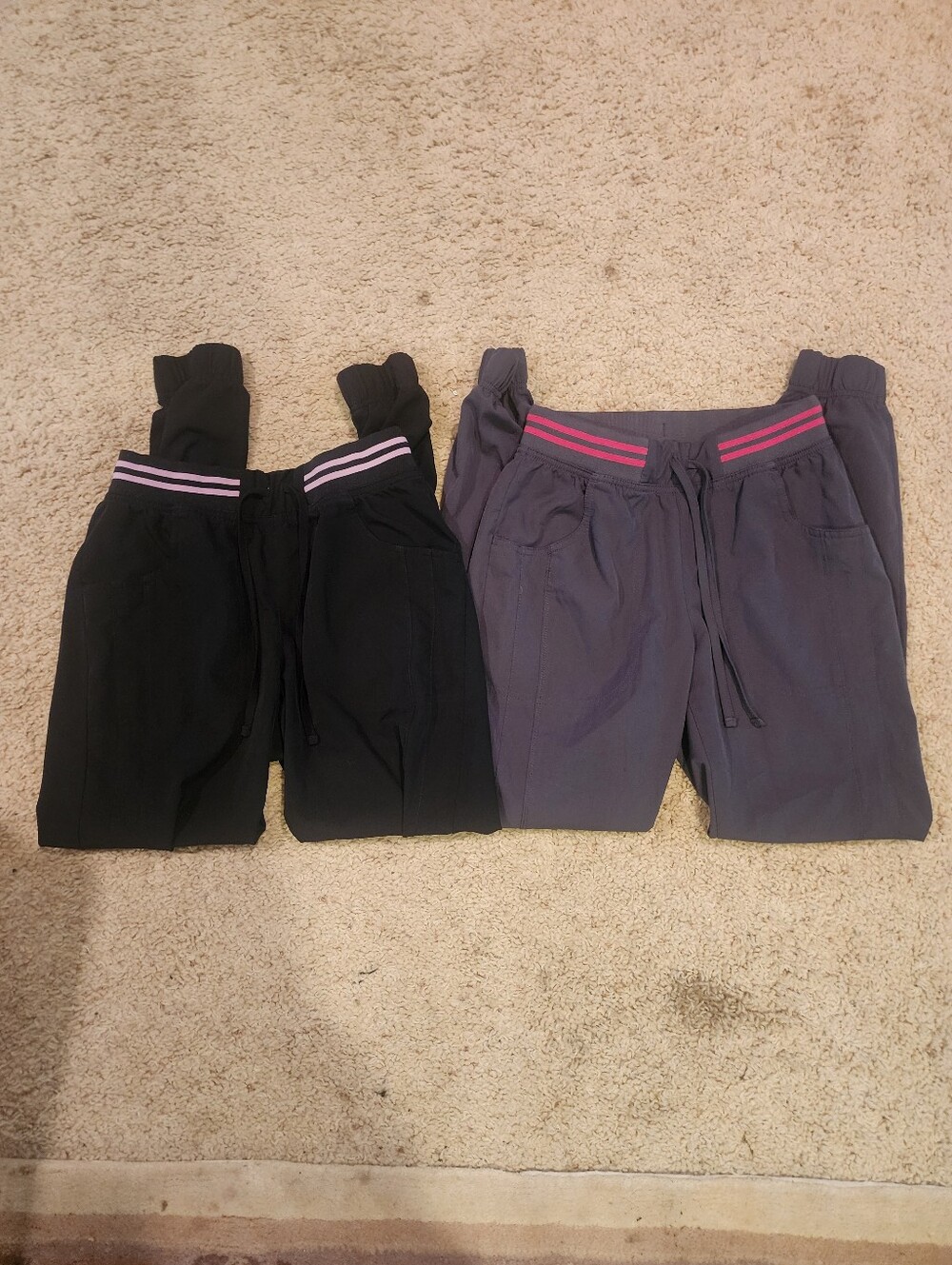 HeartSoul Break On Through Jogger Scrub Pants Size XS Lot of 2 Black Grey Stripe